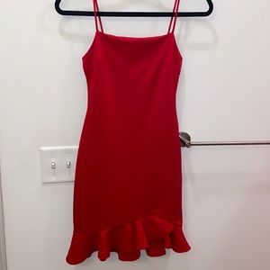 Red body con dress